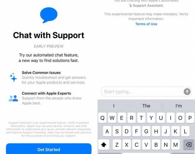 Image Apple débute le test d’un chatbot IA dans son app Assistance Apple
