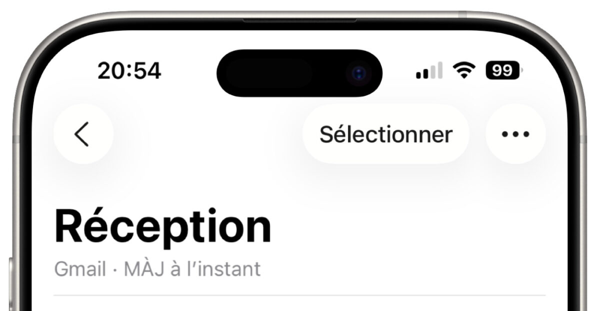 iOS 26 Beta 5 Bouton Selectionner Mail