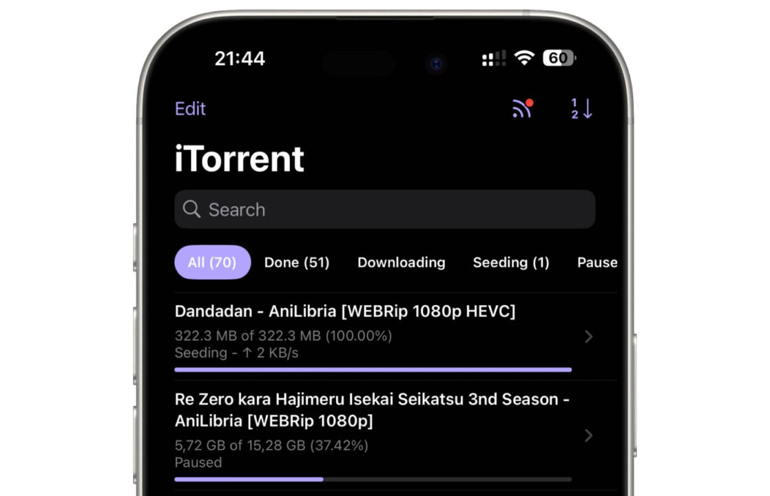 iTorrent Application iPhone