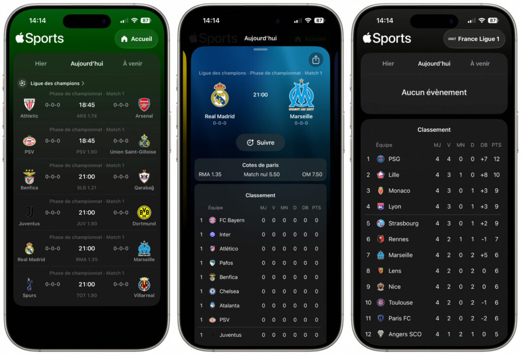 Apple Sports Application iPhone Francais