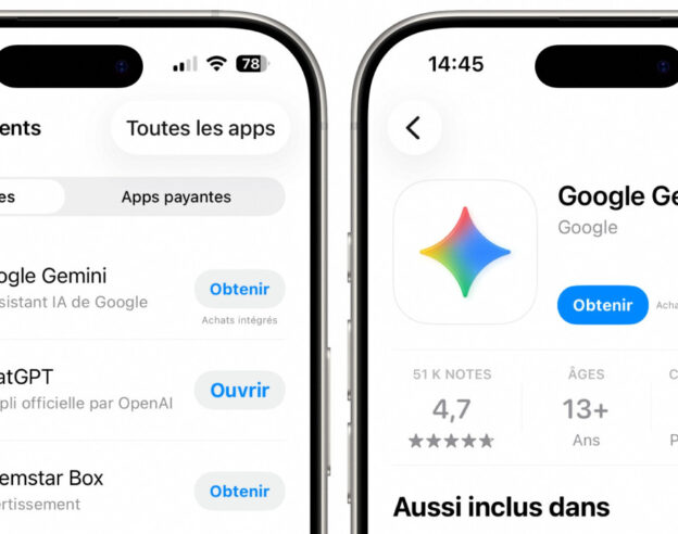 Image App Store : Google Gemini dépasse ChatGPT au classement des applications iPhone