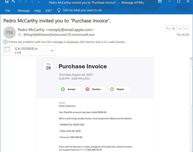 Image Une arnaque exploite les invitations du calendrier d’iCloud (phishing)
