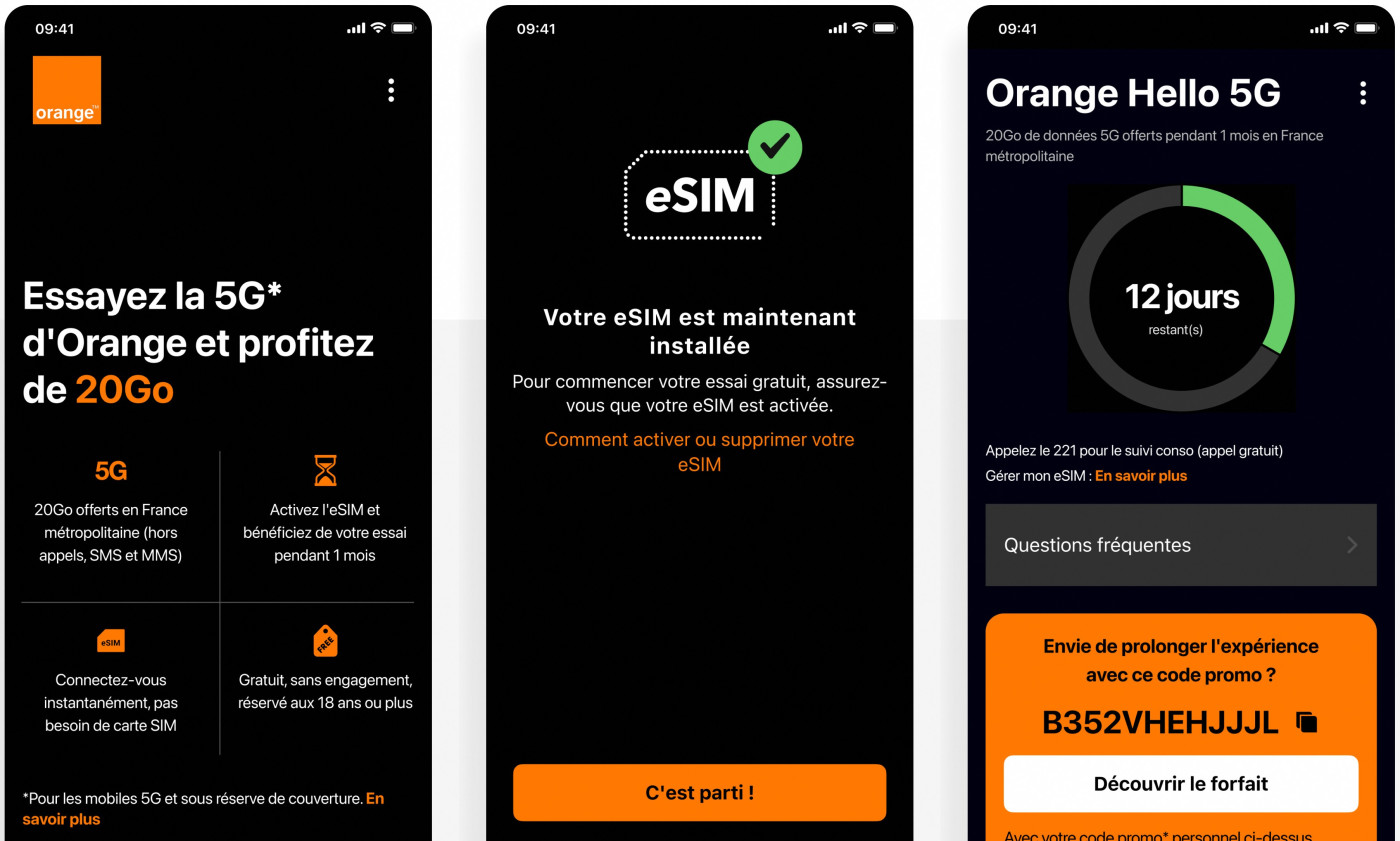 Orange Forfait 5G Gratuit eSIM