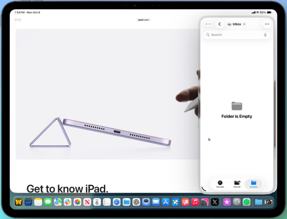 iPadOS 26.1 Beta 2 Slide Over