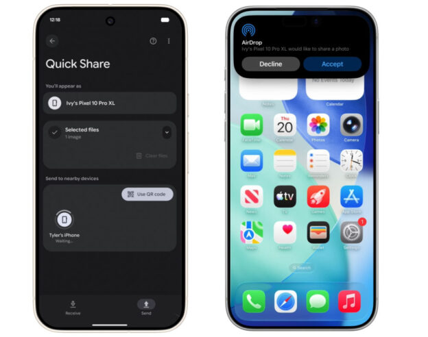 Image AirDrop entre les iPhone et smartphones Android est maintenant disponible