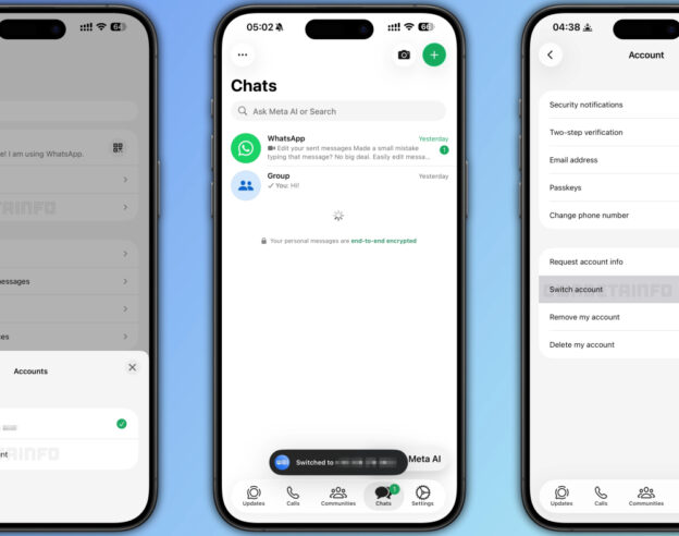 Image WhatsApp teste le support de plusieurs comptes sur iPhone