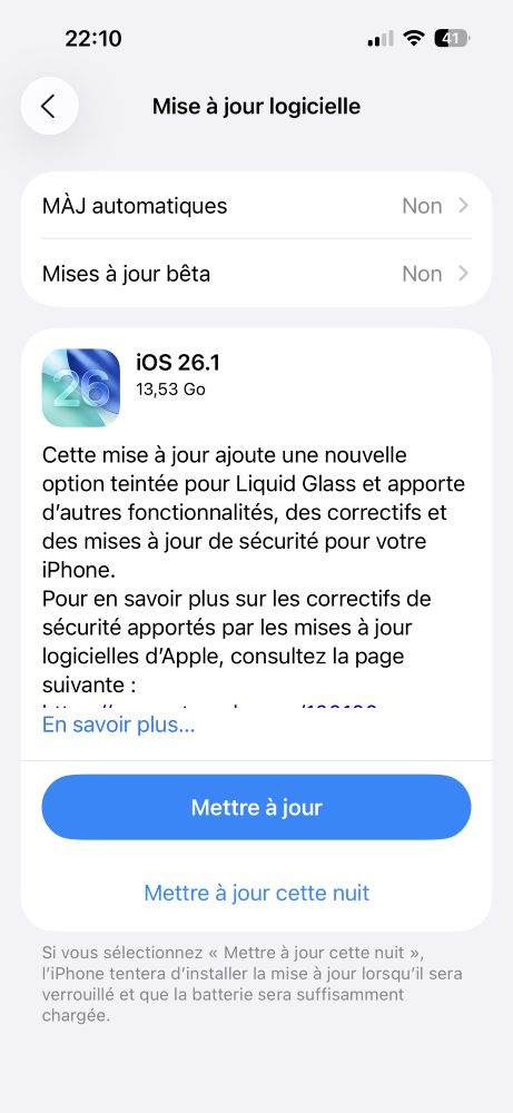 iOS 26.1 Disponible