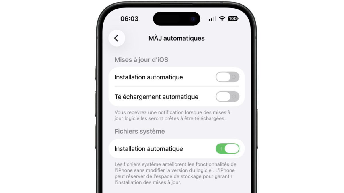 iOS Mises A Jour Automatiques Reglages