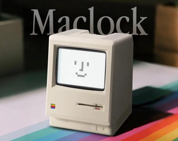 Image Maclock : une adorable horloge de bureau inspirée du Macintosh de 1984