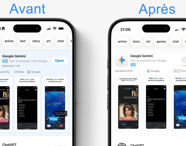 Image App Store : Apple teste un format où publicités et résultats de recherche se confondent