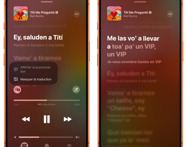 Image Apple Music : la traduction des paroles en français est en cours de déploiement