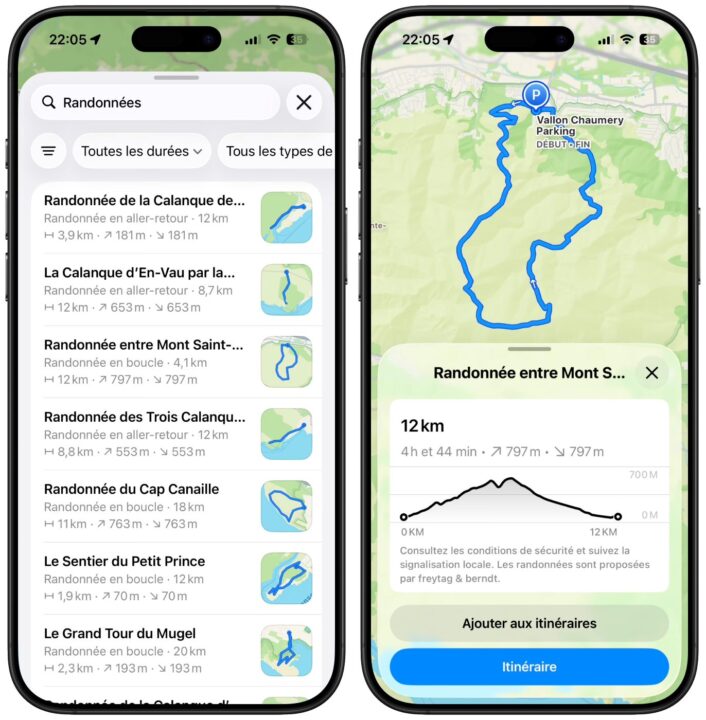 Apple Plans Itineraires Randonnees