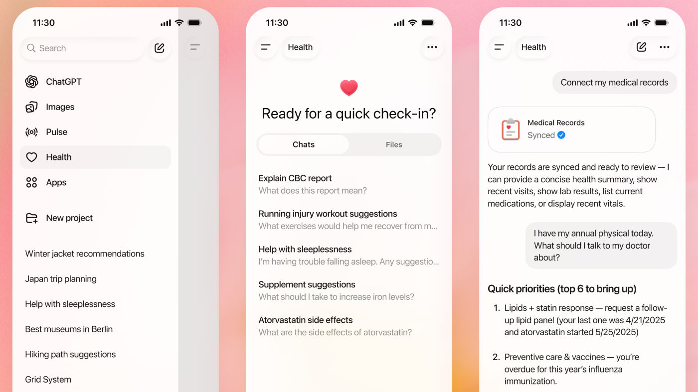 OpenAI dévoile ChatGPT Health : l’IA se connecte à votre dossier médical et à Apple Santé