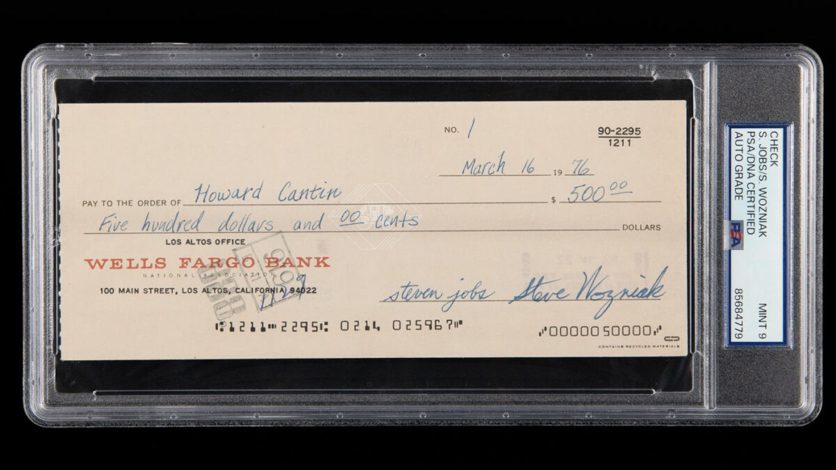 Cheque Steve Jobs Steve Wozniak