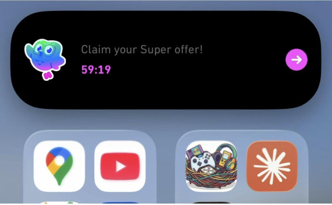 Duolingo Publicite Dynamic Island