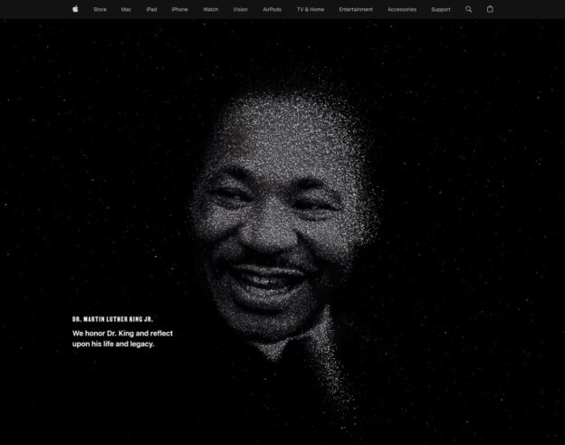 Image Apple rend de nouveau hommage à Martin Luther King Jr sur son site