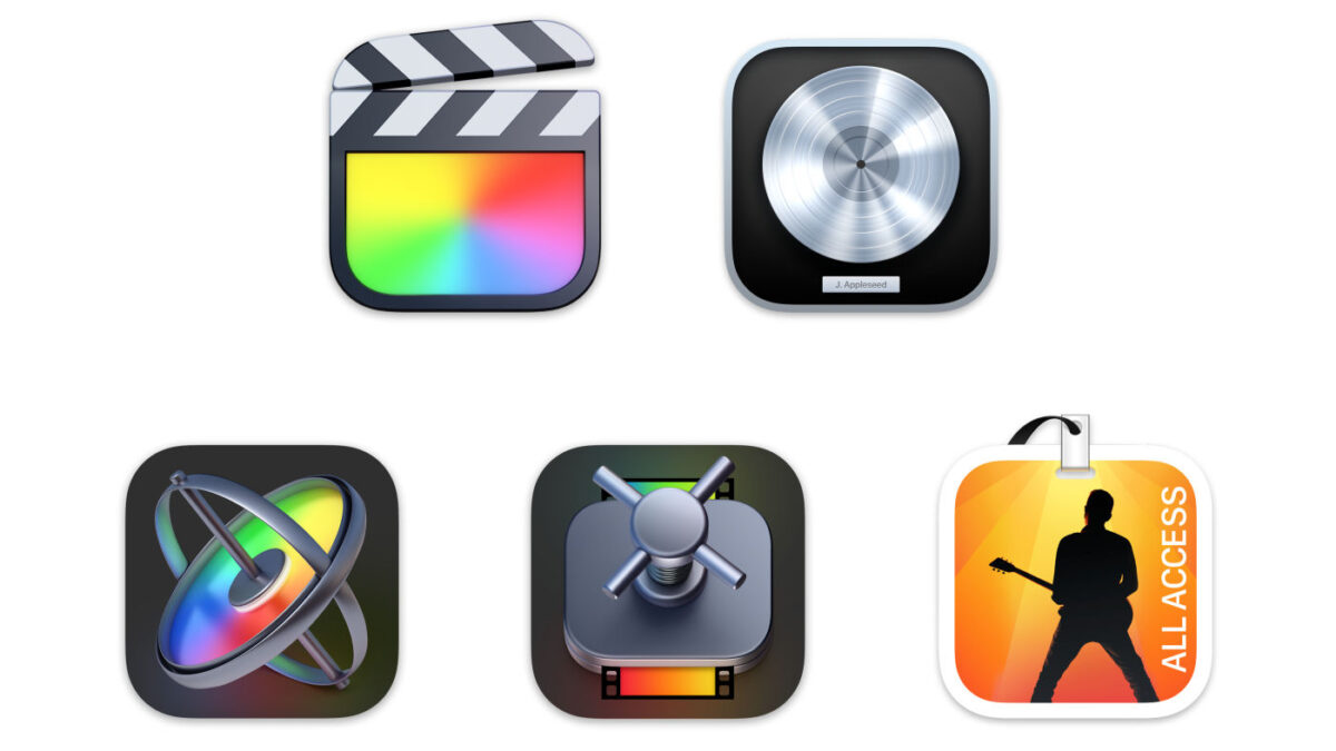 Offre Pro Apps Final Cut Pro Logic Pro Motion Compressor MainStage Logos Icones