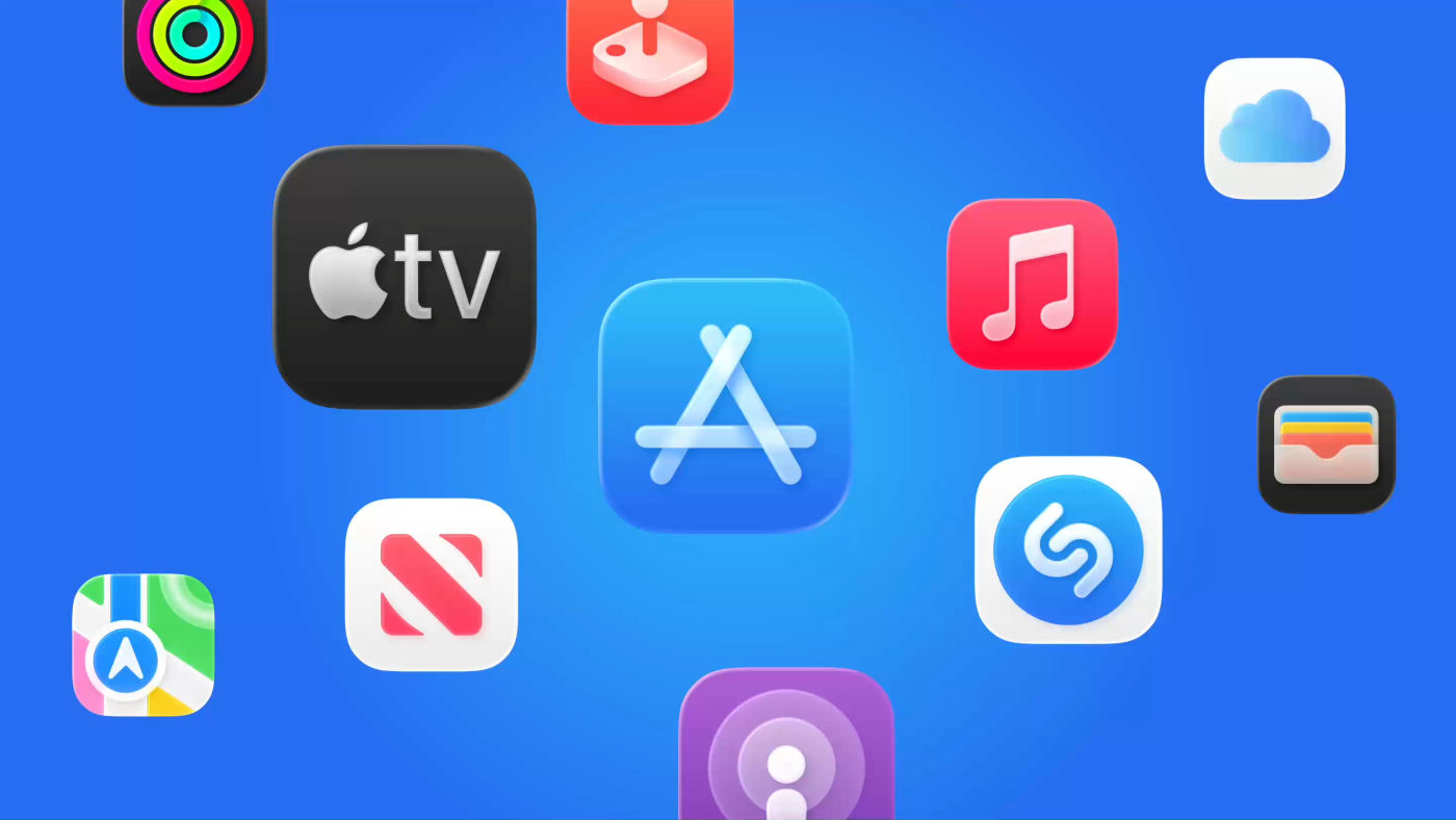 Services Apple Logos App Store Apple TV Apple Arcade Apple Music iCloud Shazam Plans News Podcasts