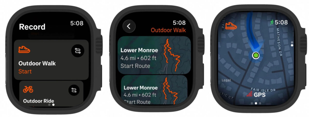 Strava Guidage Itineraire GPS Application Apple Watch