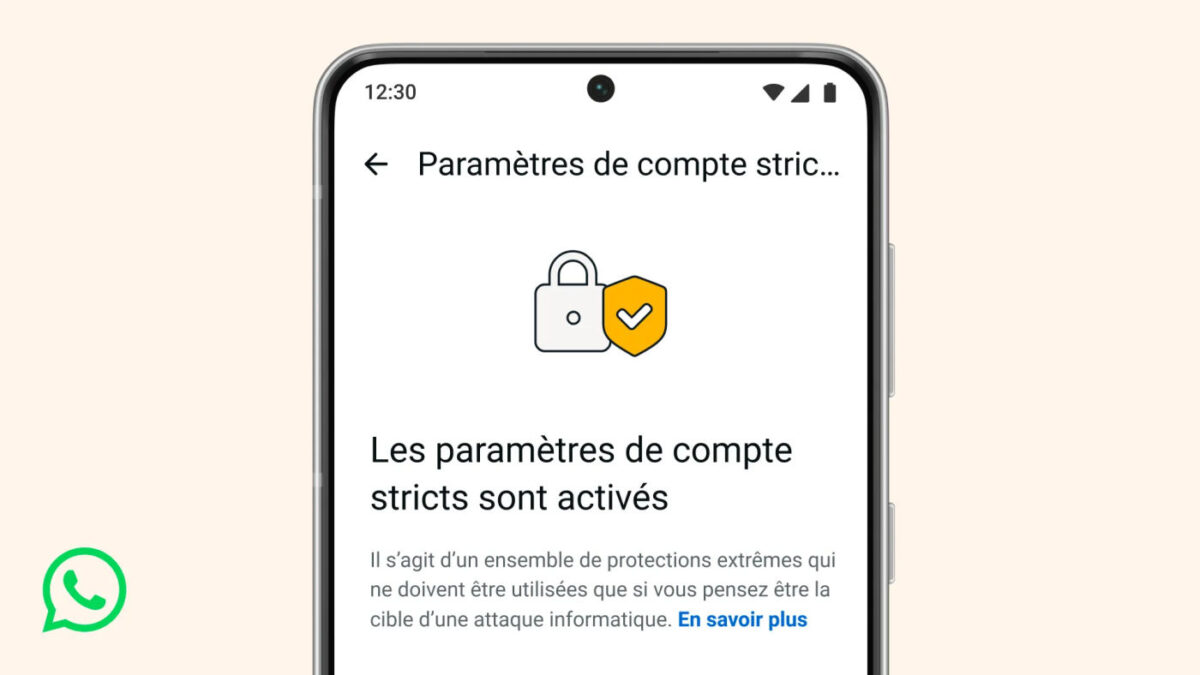 WhatsApp Param&egrave;tres de Compte Stricts