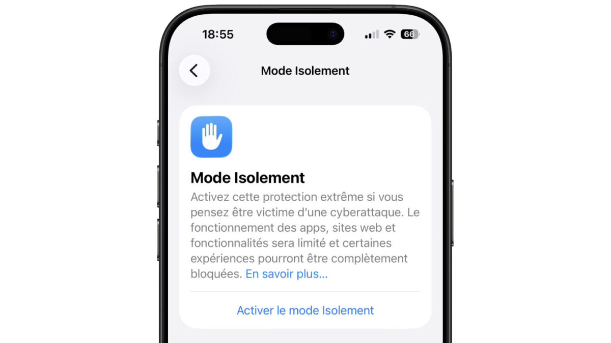 Mode Isolement iPhone