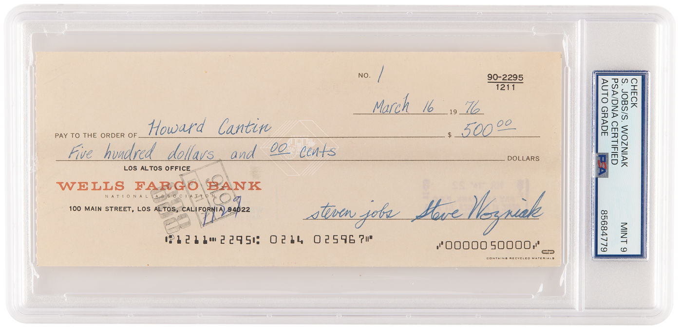 Premier Cheque Apple Vendu Encheres