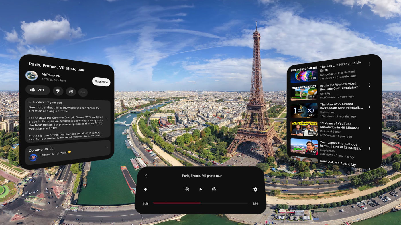 YouTube Application Vision Pro