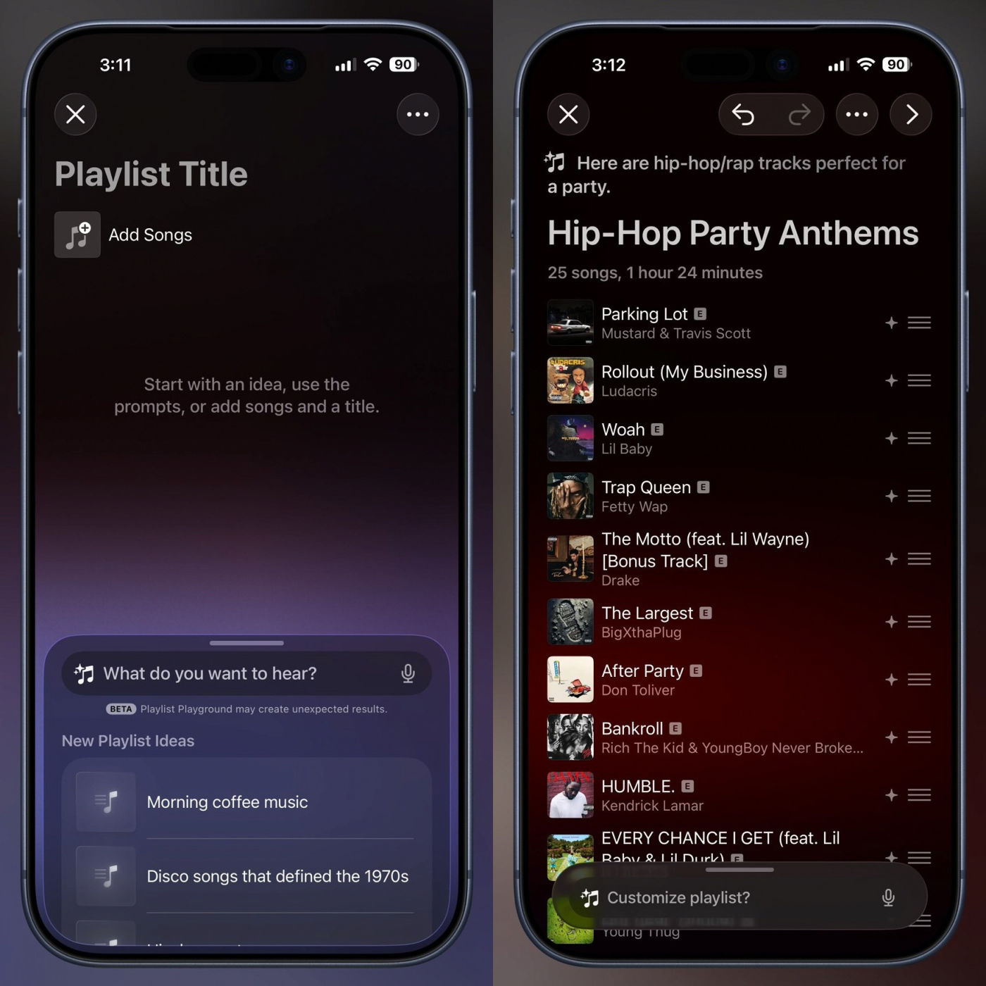 iOS 26.4 Playlist Generee Par IA