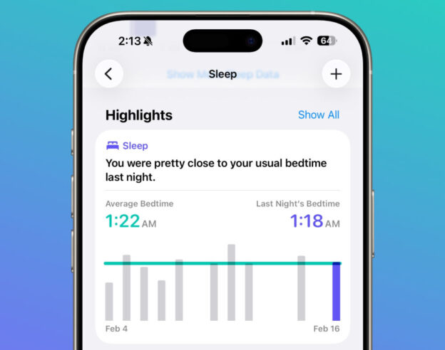 Image iOS 26.4 : l&rsquo;application Santé suit l&rsquo;heure du coucher