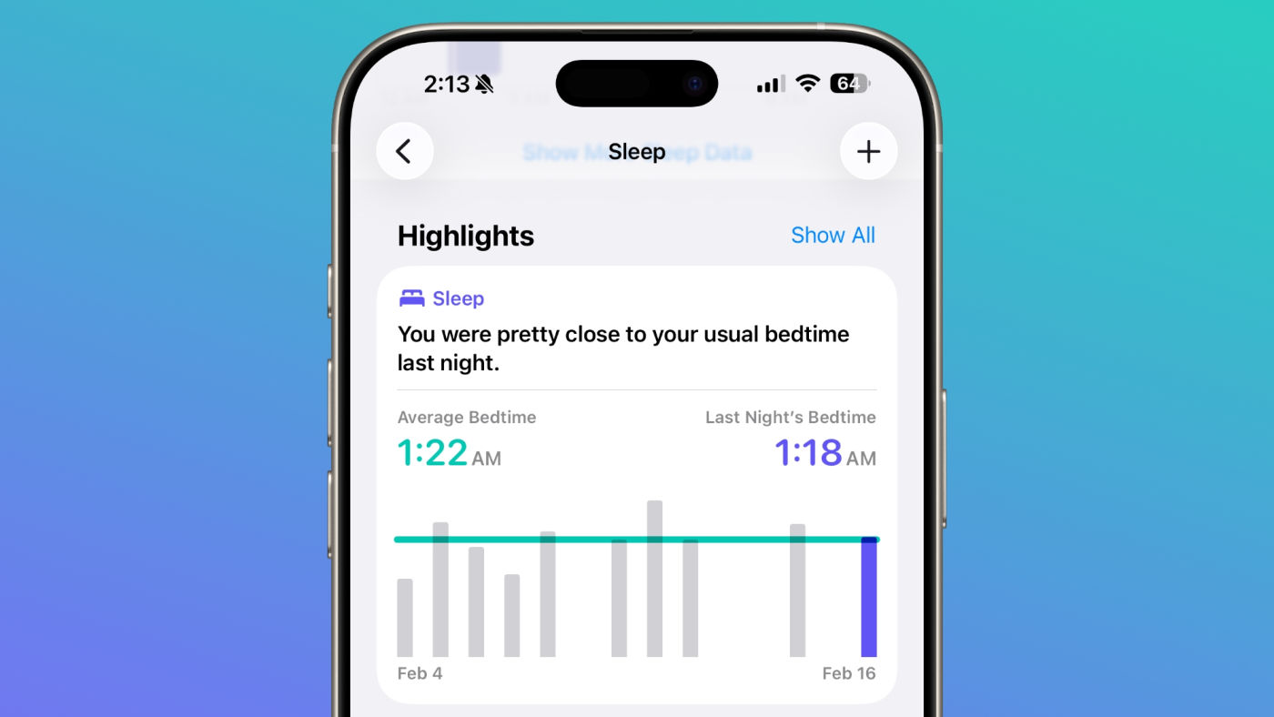 iOS 26.4 Suivi Sommeil Heure Coucher Moyenne