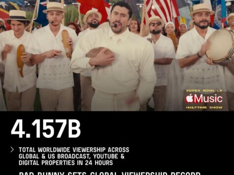 Image article Apple Music : le show de Bad Bunny au Super Bowl dépasse 4,1 milliards de vues et bat tous les records