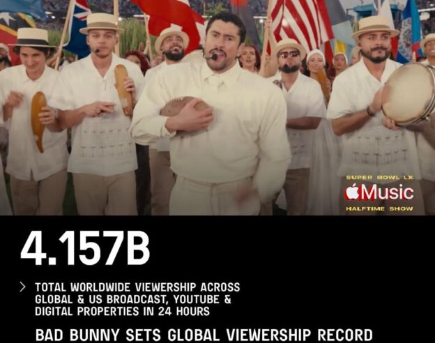 Image Apple Music : le show de Bad Bunny au Super Bowl dépasse 4,1 milliards de vues et bat tous les records