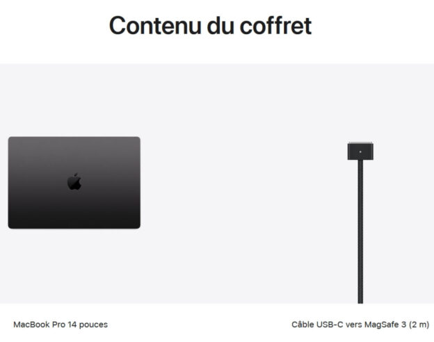 Image Apple n&rsquo;inclut plus le chargeur dans la boîte des MacBook Air M5 et MacBook Pro M5 Pro/Max