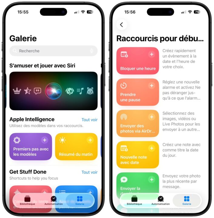 Raccourcis Application iPhone