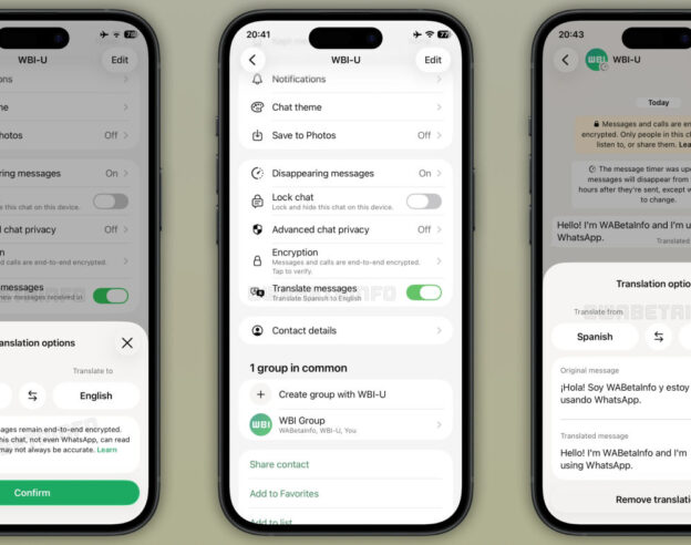 Image WhatsApp pour iPhone prépare la traduction automatique des discussions