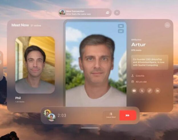 Image AuraTap : l&rsquo;app Vision Pro qui mise sur les avatars Persona pour “networker” en deux minutes