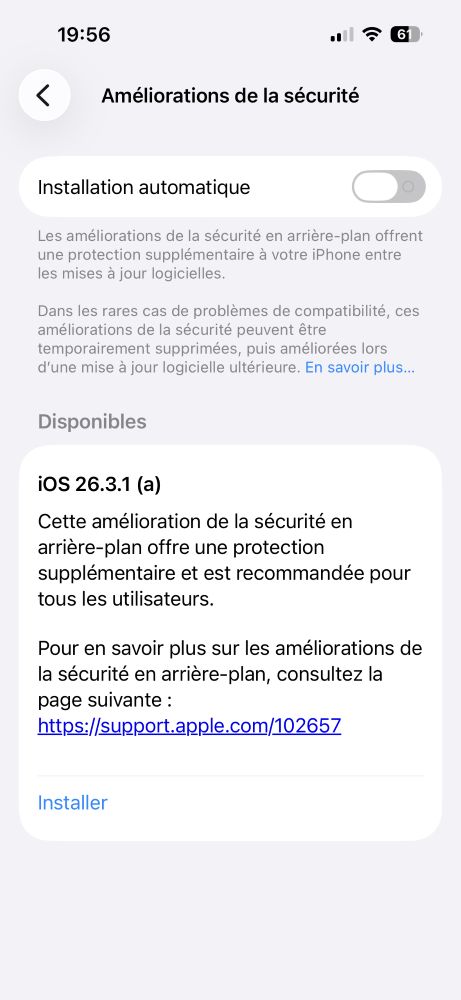 iOS 26.3.1 A Ameliorations De La Securite En Arriere Plan