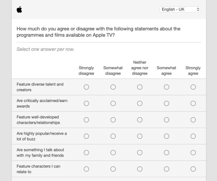 Questionnaire Apple TV
