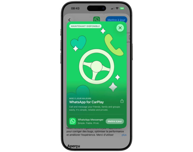 Image WhatsApp est maintenant disponible sur Apple CarPlay