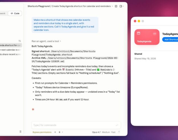 Image Shortcuts Playground crée des raccourcis en langage naturel pour iPhone et Mac