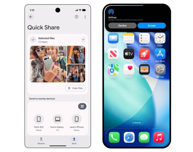 Image AirDrop s&rsquo;étend à d&rsquo;autres smartphones Android pour le partage avec les iPhone
