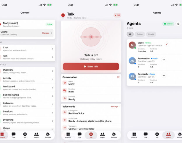 Image OpenClaw, l&rsquo;agent IA, a maintenant une application iPhone et iPad