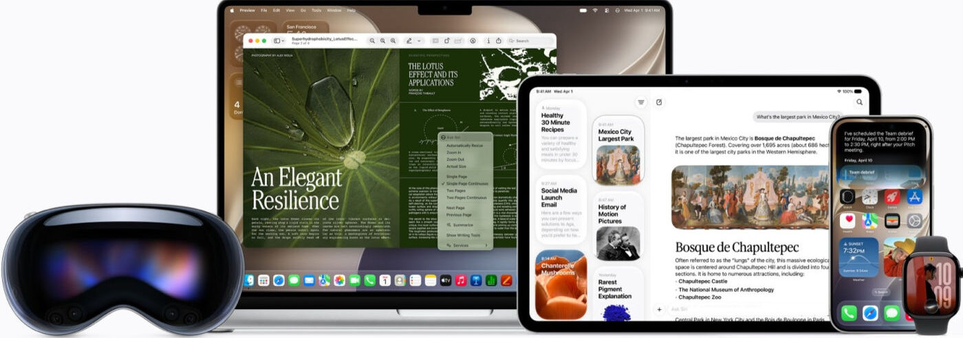 Siri AI Vision Pro MacBook Pro iPad iPhone Apple Watch