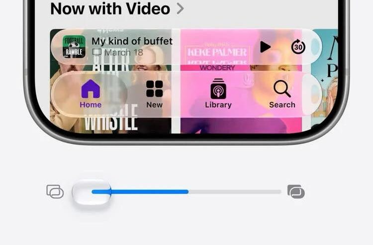 iOS 27 Curseur Liquid Glass