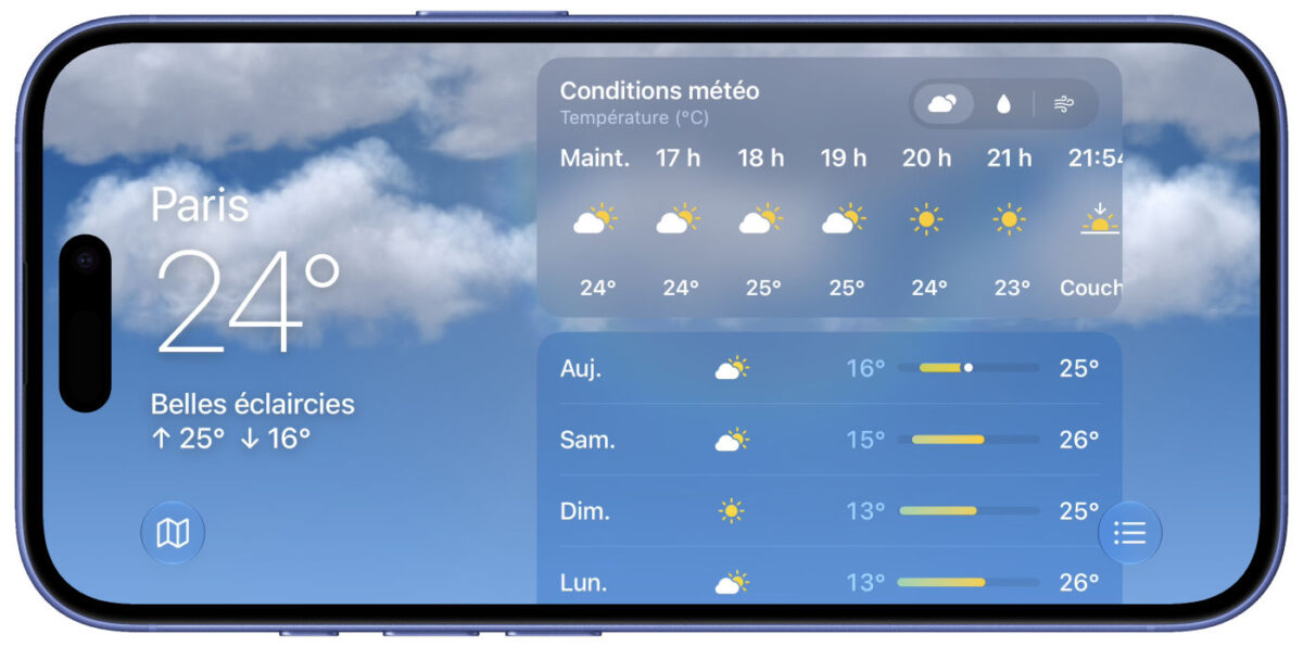 iOS 27 Application iPhone Mode Paysage Meteo