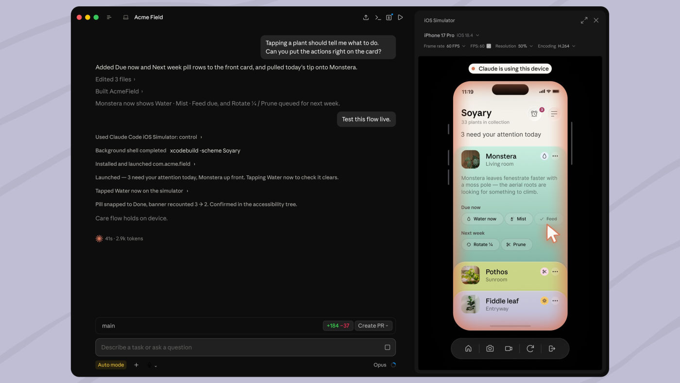 Claude Code Simulateur Application iOS
