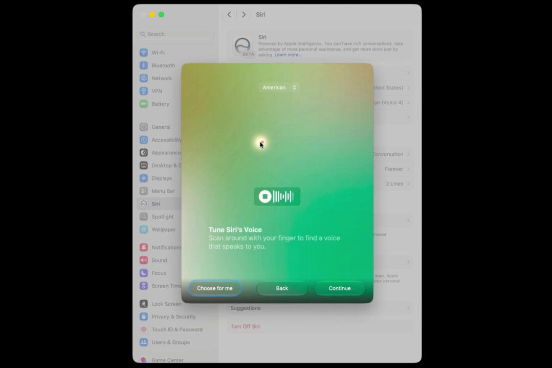 Siri Voice Pad macOS 27