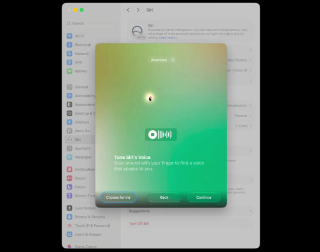 Image macOS 27 prépare une nouvelle interface pour choisir la voix de Siri