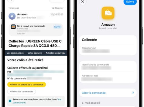 Image article iOS 27 bêta 3 suit vos commandes Amazon via l&rsquo;app Cartes d&rsquo;Apple