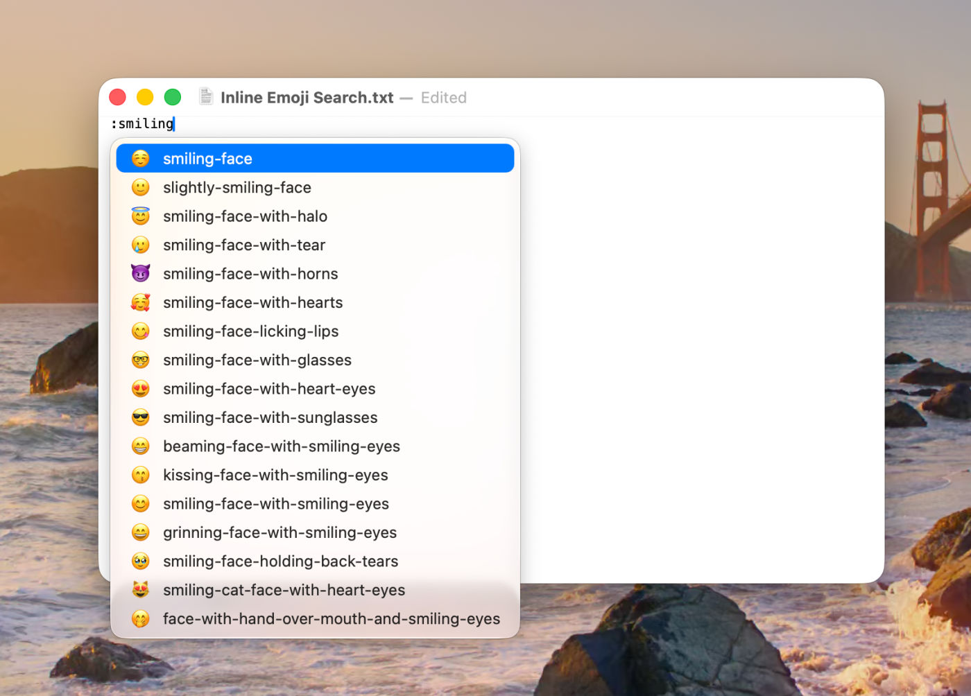 macOS 27 Recherche Emojis Deux Points